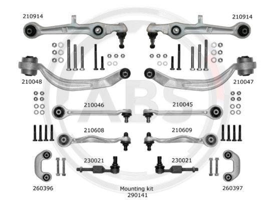 Ремонтний комплект, поперечний важіль підвіски, Audi A4 94-00/A6 97-05/VW Passat B5 00-05, A.B.S. 219901