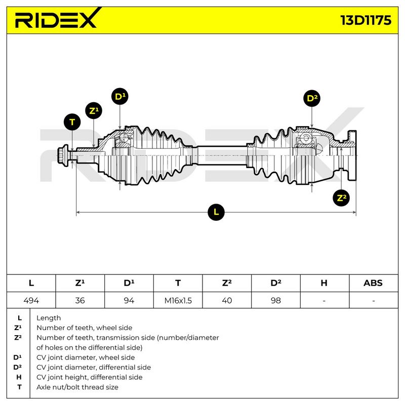 полуоска RIDEX