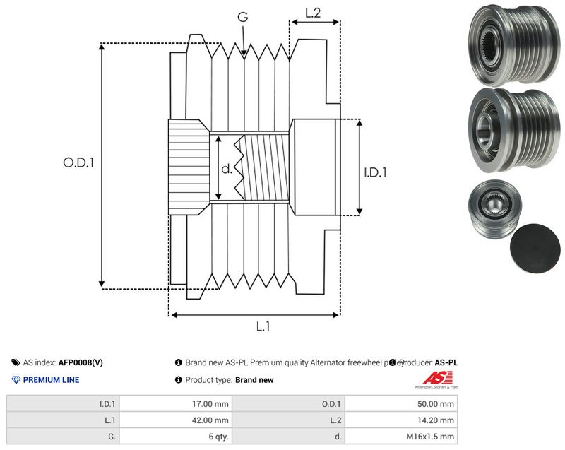 AS-PL AFP0008(V) Alternator Freewheel Clutch