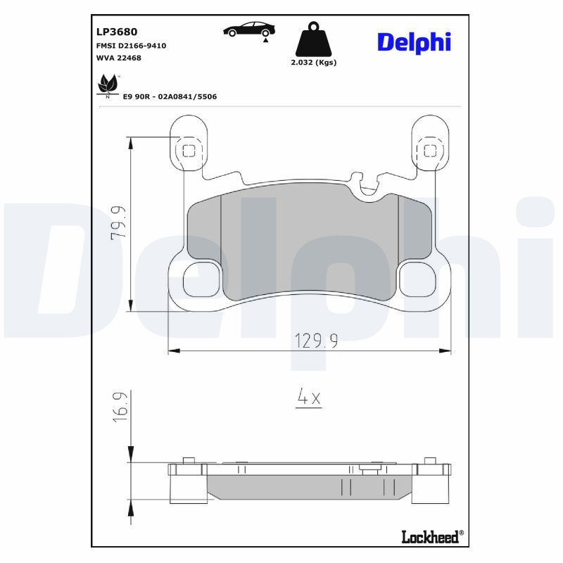 Set placute frana,frana disc LP3680 DELPHI