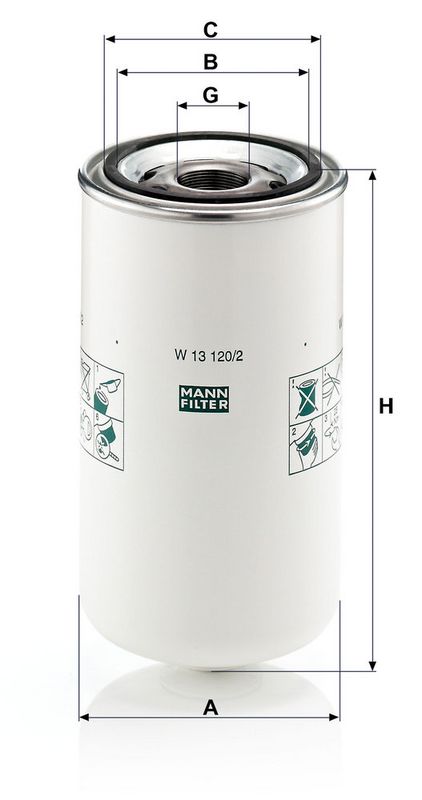 Oliefilter (geschroefd) past: DAF 75, 85, DB, SB, TB  SOLARIS URBINO I GG170-WS268M 01.85-