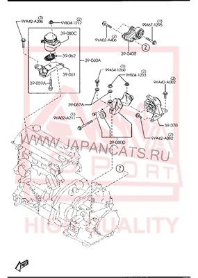 ПОДУШКА ДВИГУНА ПРАВА (MAZDA CX-7 ER 2006-) AKITAKA 0512ERRH