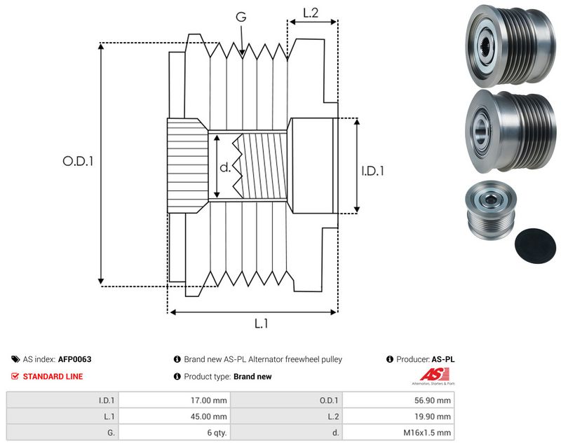 AS-PL AFP0063 Alternator Freewheel Clutch