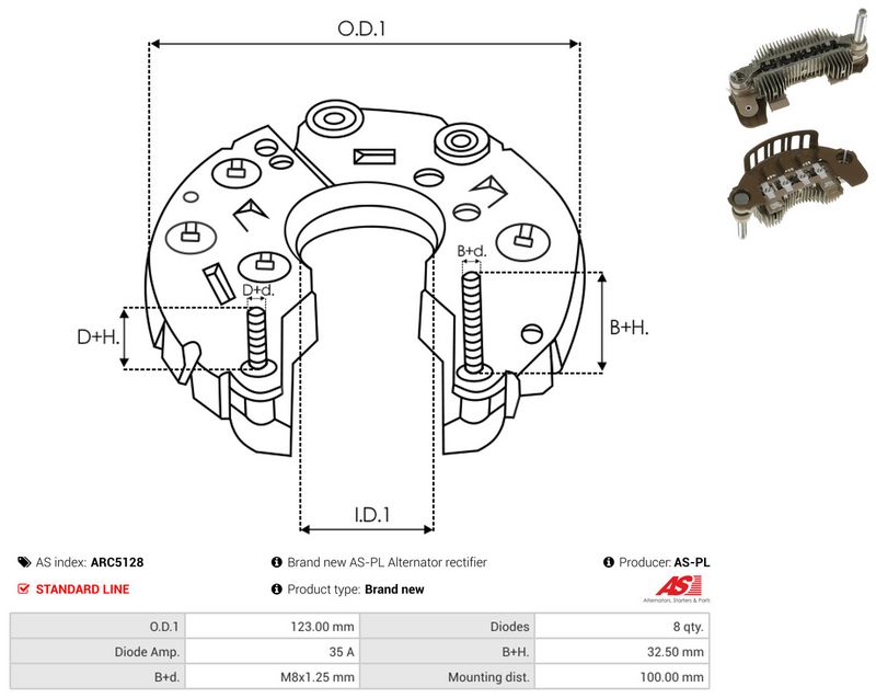 AS-PL ARC5128 Rectifier, alternator
