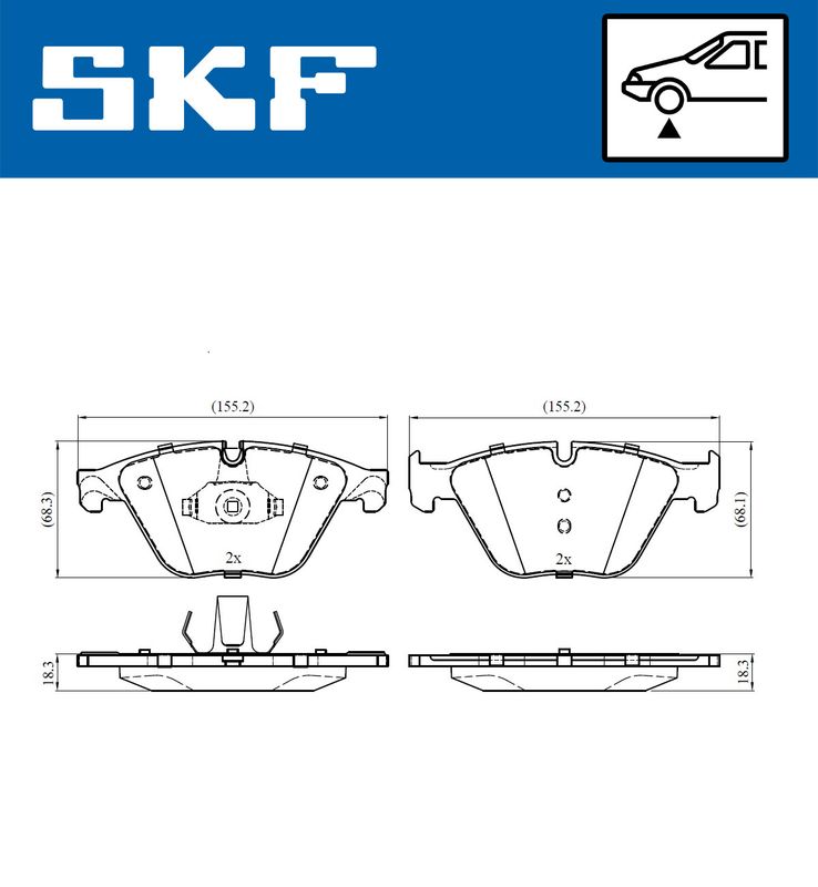 Комплект гальмівних накладок, дискове гальмо, Skf VKBP80444