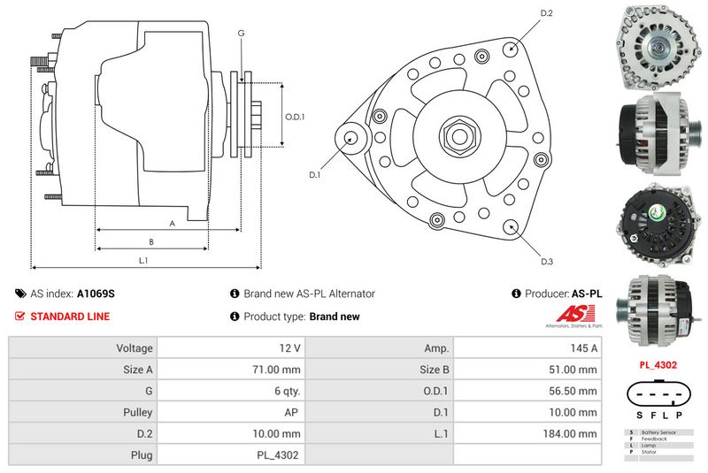 AS-PL A1069S Alternator