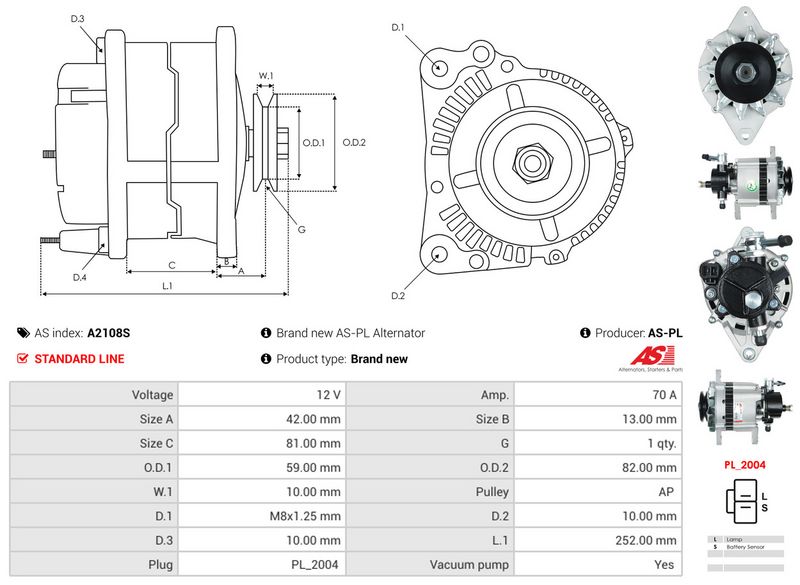 AS-PL A2108S Alternator
