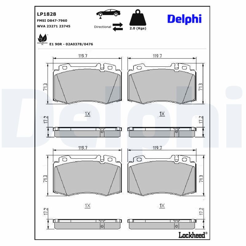 Piduriklotsi komplekt, ketaspidur, DELPHI LP1828