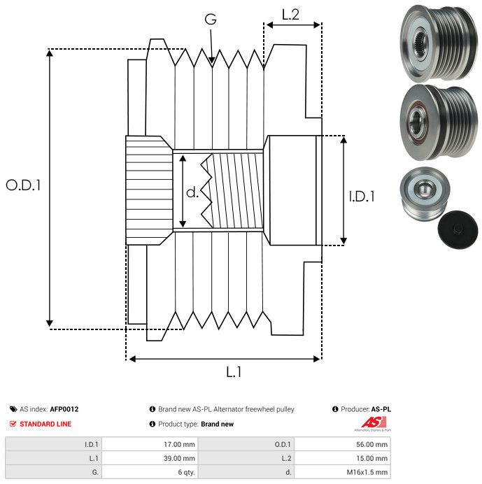 AS-PL AFP0012 Alternator Freewheel Clutch