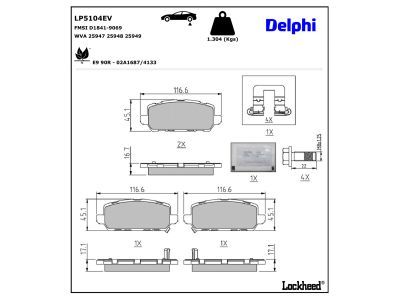 DELPHI LP5104EV - Brake Pad Set, disc brake