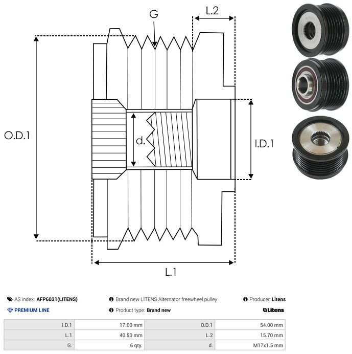 AS-PL AFP6031(LITENS) Alternator Freewheel Clutch