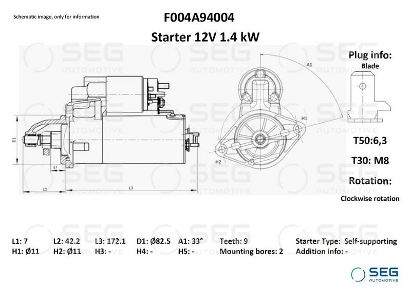 SEG Automotive F004A94004 Starter