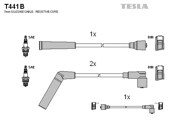 Комплект проводів високої напруги, TESLA Daewoo Matiz,Tico 95-01 0,8), Tesla T441B