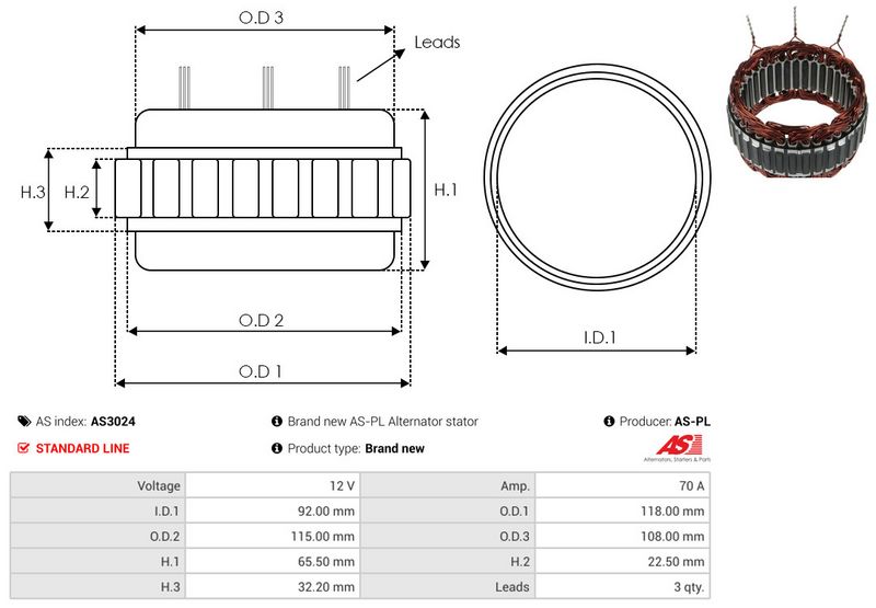 Staator, generaator, AS-PL AS3024