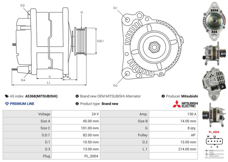 AS-PL A5368(MITSUBISHI) Alternator