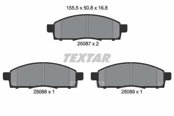 Комплект гальмівних накладок, дискове гальмо, Textar 2508701