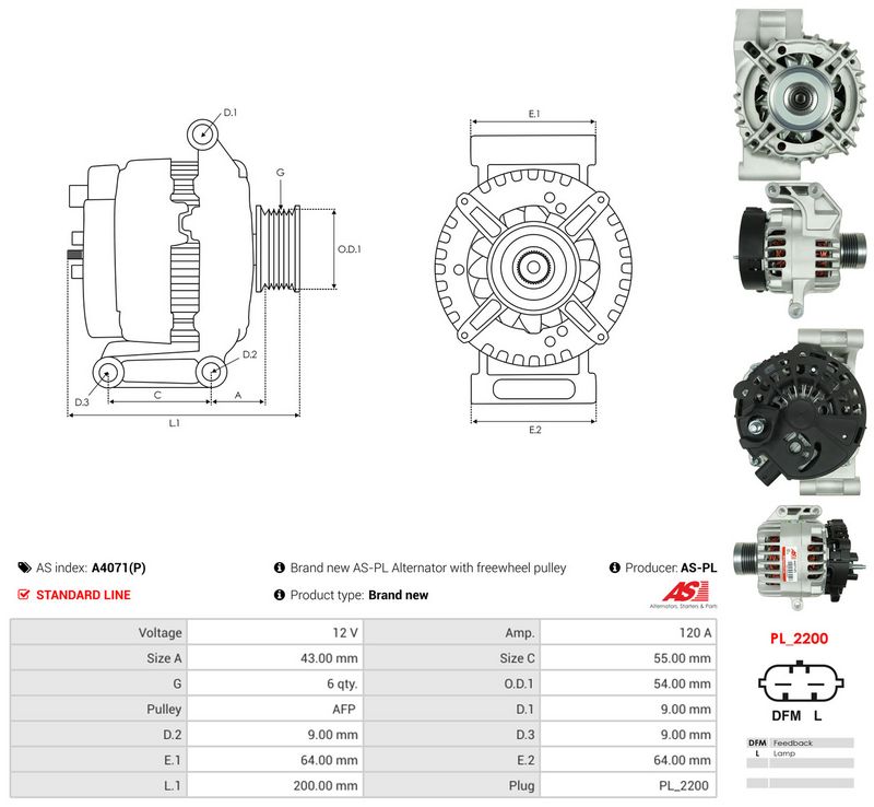 Generaator, AS-PL A4071(P)