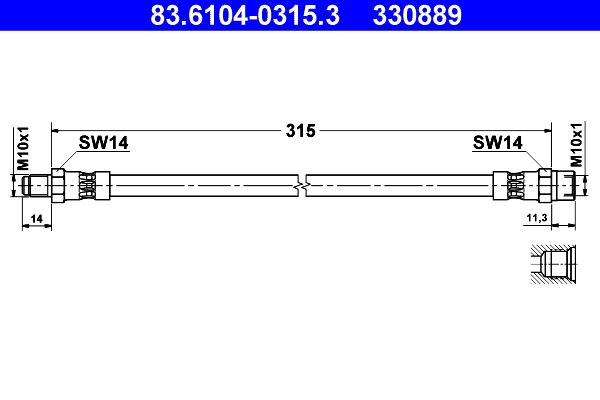 Гальмівний шланг, Ate 83.6104-0315.3