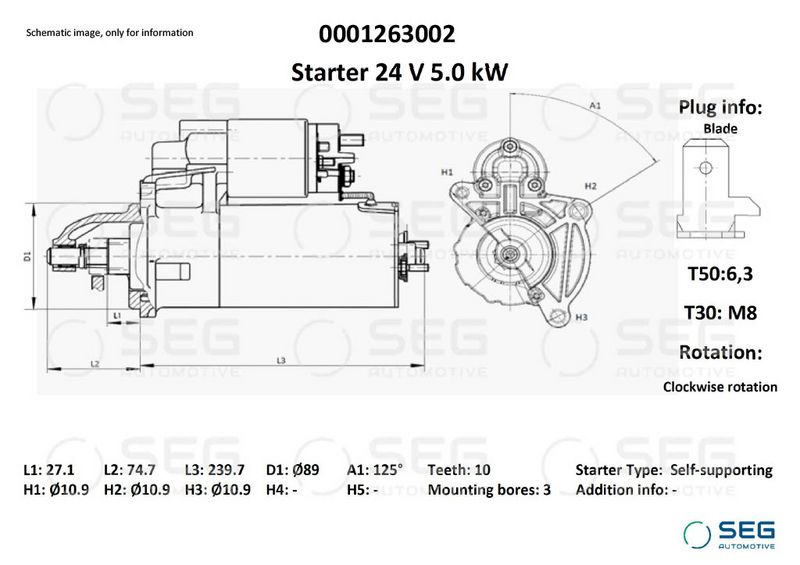 SEG Automotive 0001263002 Starter