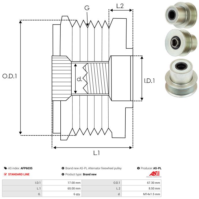 AS-PL AFP6035 Alternator Freewheel Clutch
