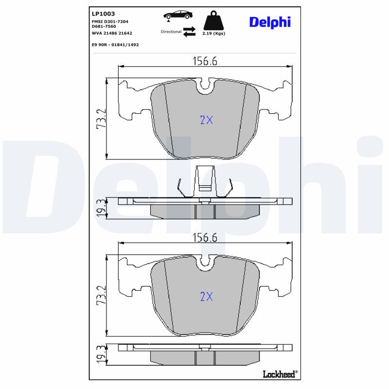 Piduriklotsi komplekt, ketaspidur, DELPHI LP1003