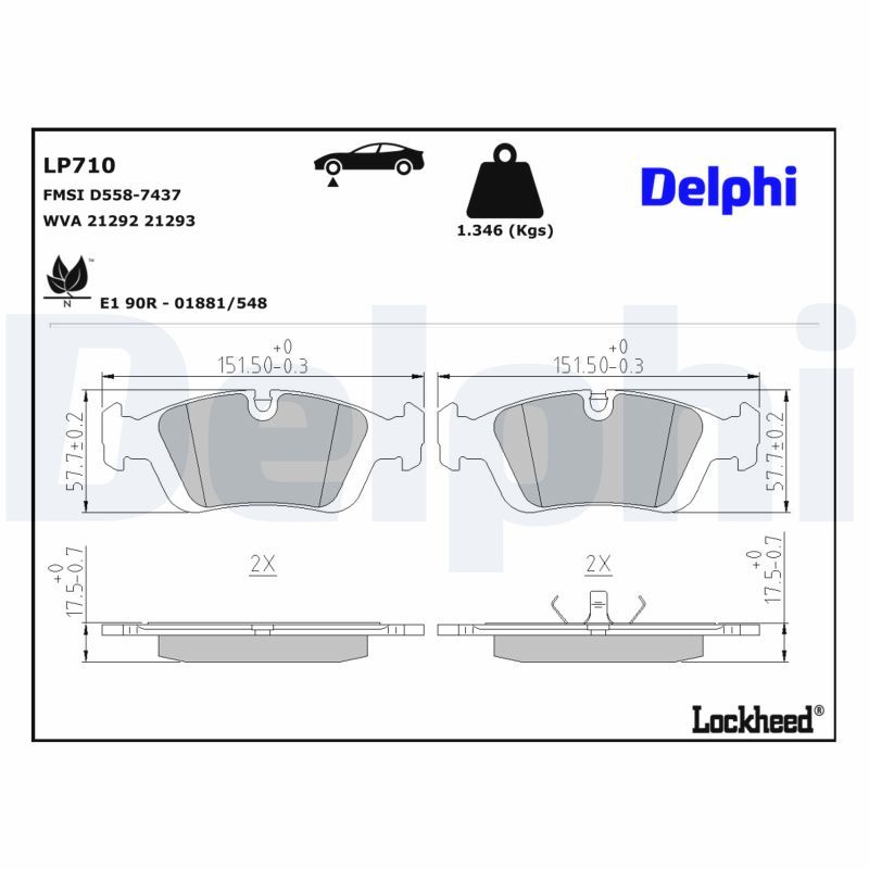 Piduriklotsi komplekt, ketaspidur, DELPHI LP710