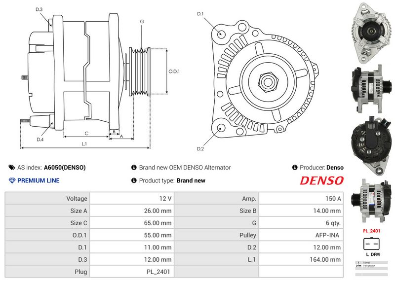 AS-PL A6050(DENSO) Alternator