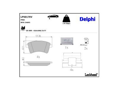 DELPHI LP5017EV Diskinių stabdžių kaladėlių komplektas