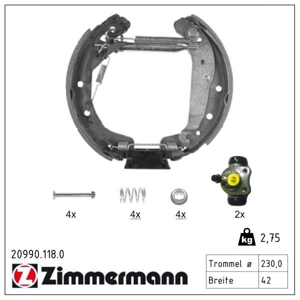 комплект спирачна челюст ZIMMERMANN