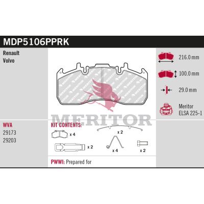 set placute frana,frana disc MERITOR MDP5106PPRK