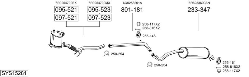 BOSAL kipufogórendszer SYS15281