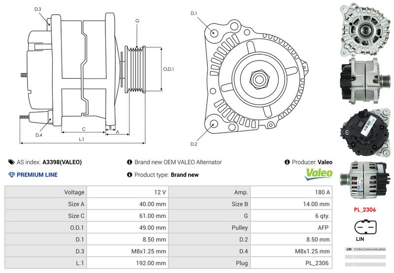 AS-PL A3398(VALEO) Alternator