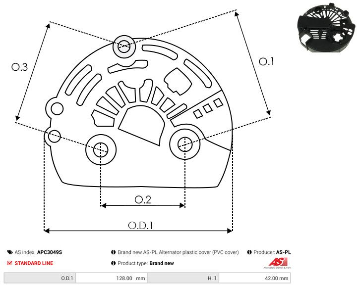 AS-PL APC3049S Protective Cap, alternator