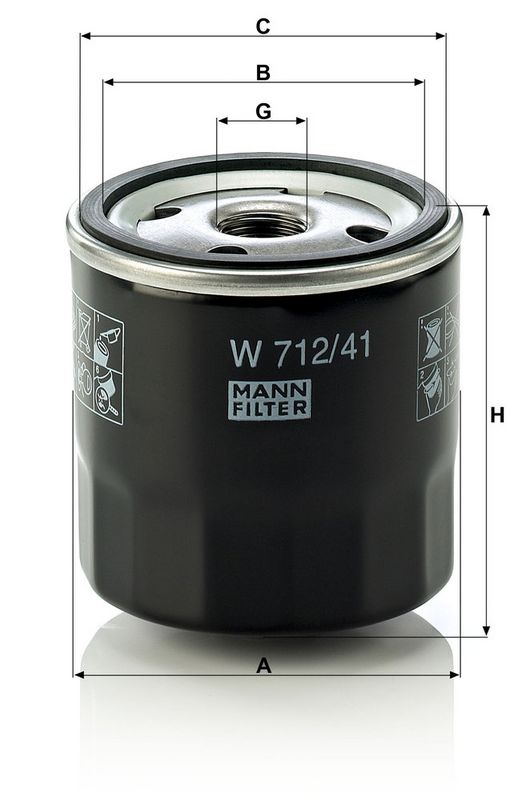 Õlifilter, MANN-FILTER W 712, 41