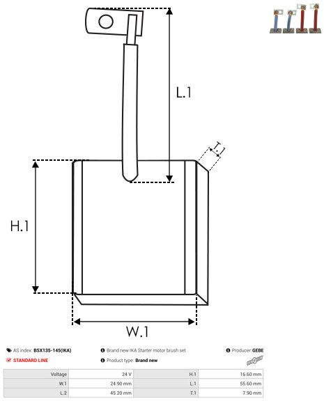 Süsinikuhari, starter, AS-PL BSX135-145(IKA)
