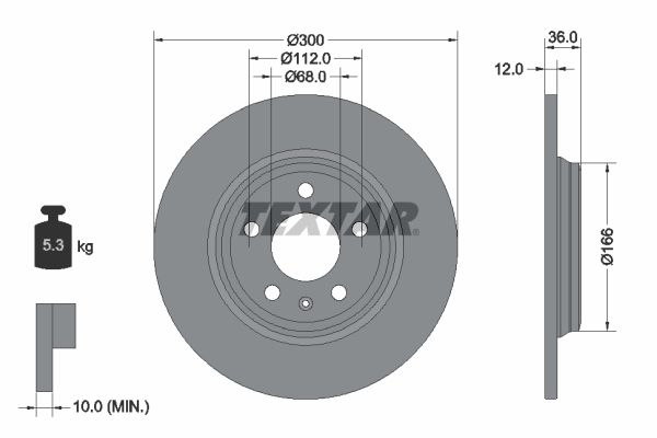 Диск гальмівний AUDIVW A4A6A8Q5 F D=318mm 15> > TEXTAR 92282803