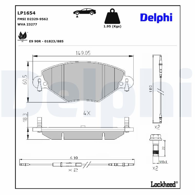 Piduriklotsi komplekt, ketaspidur, DELPHI LP1654
