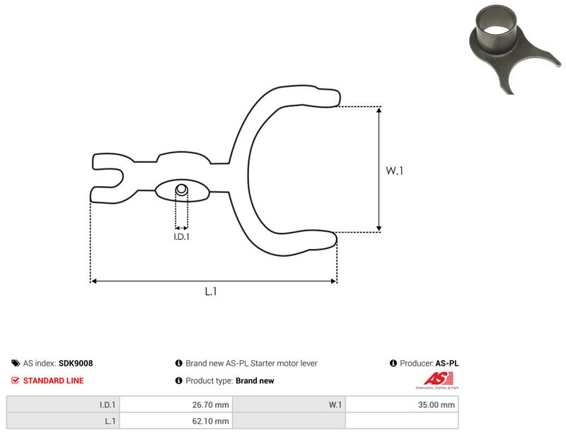 AS-PL SDK9008 Starter Lever, carburettor