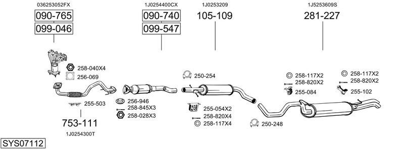 BOSAL kipufogórendszer SYS07112