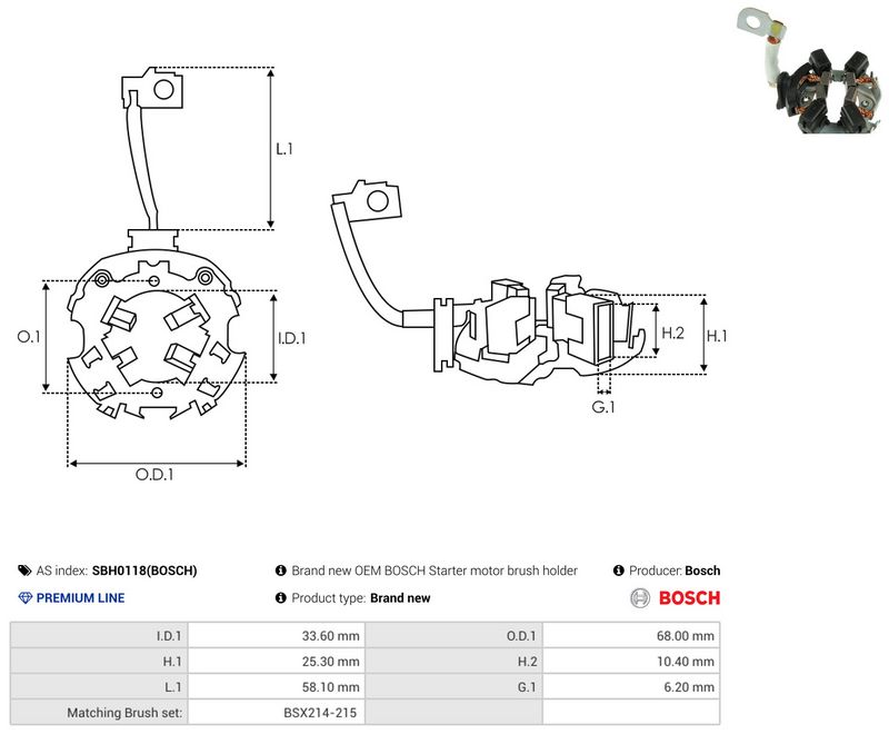 AS-PL SBH0118(BOSCH) Holder, carbon brushes