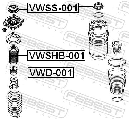 Опора, амортизатор, Febest VWSS001