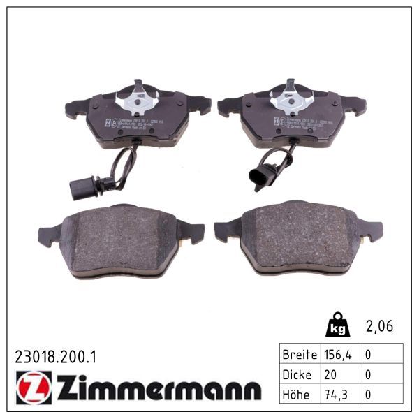 комплект спирачно феродо, дискови спирачки ZIMMERMANN