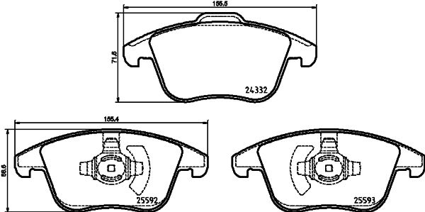 Комплект гальмівних накладок, дискове гальмо, Hella 8DB355037-781