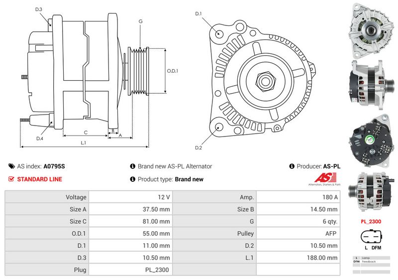 AS-PL A0795S Alternator