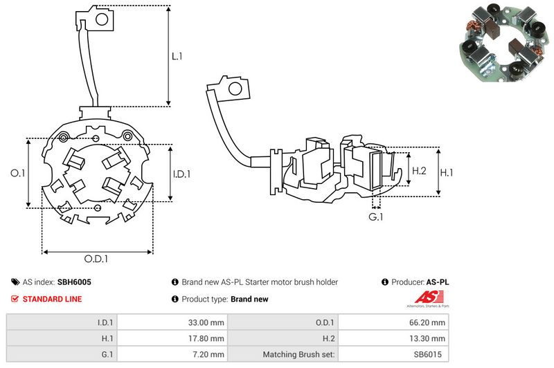 Kinnitus, süsinikuharjad, AS-PL SBH6005
