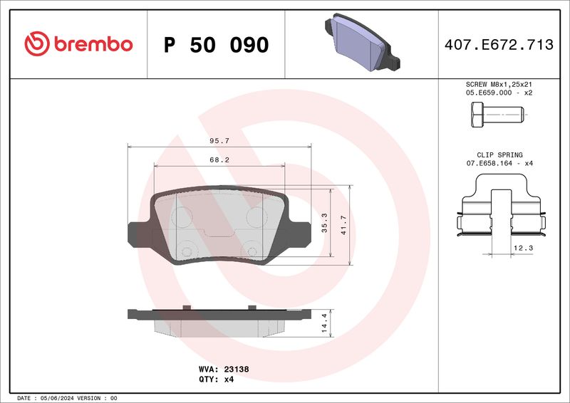 BREMBO Remblokkenset, schijfrem P 50 090