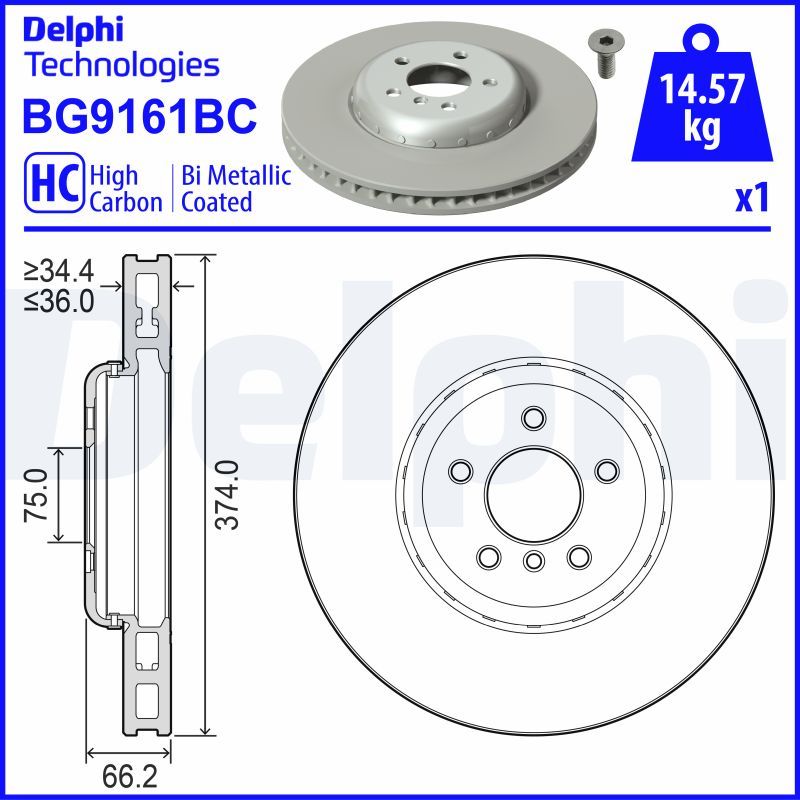 Гальмівний диск, Delphi BG9161BC