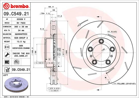 BREMBO Remschijf 09.C549.21