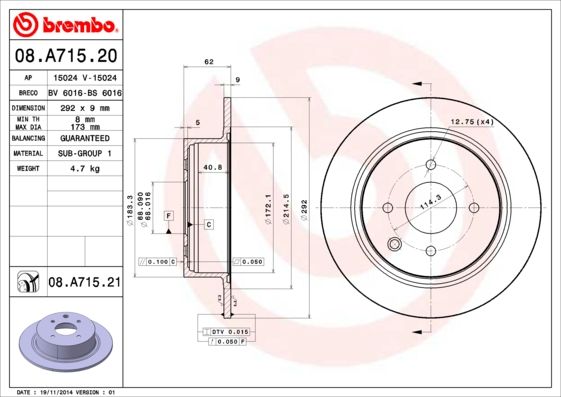 Диск тормозной (задний) BREMBO