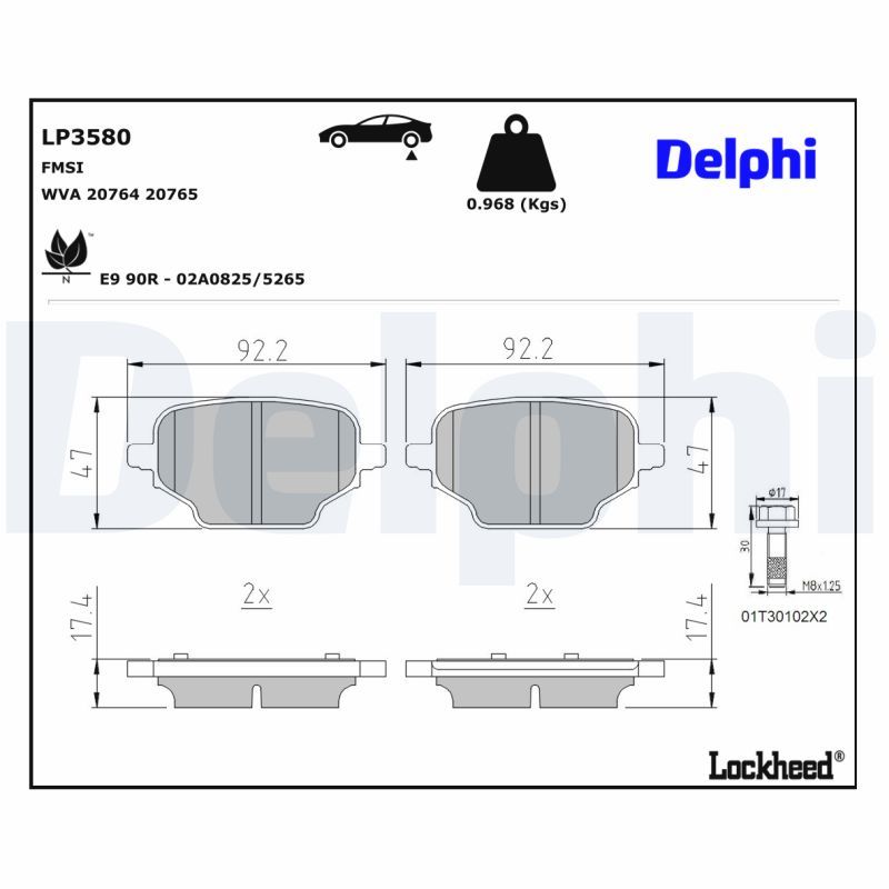DELPHI LP3580 Brake Pad Set, disc brake